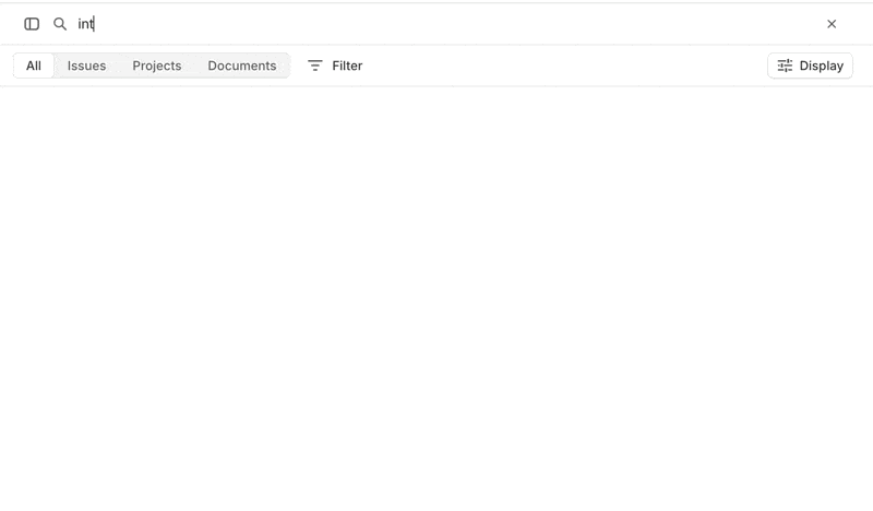 Linear search GIF showing issue-search flow
